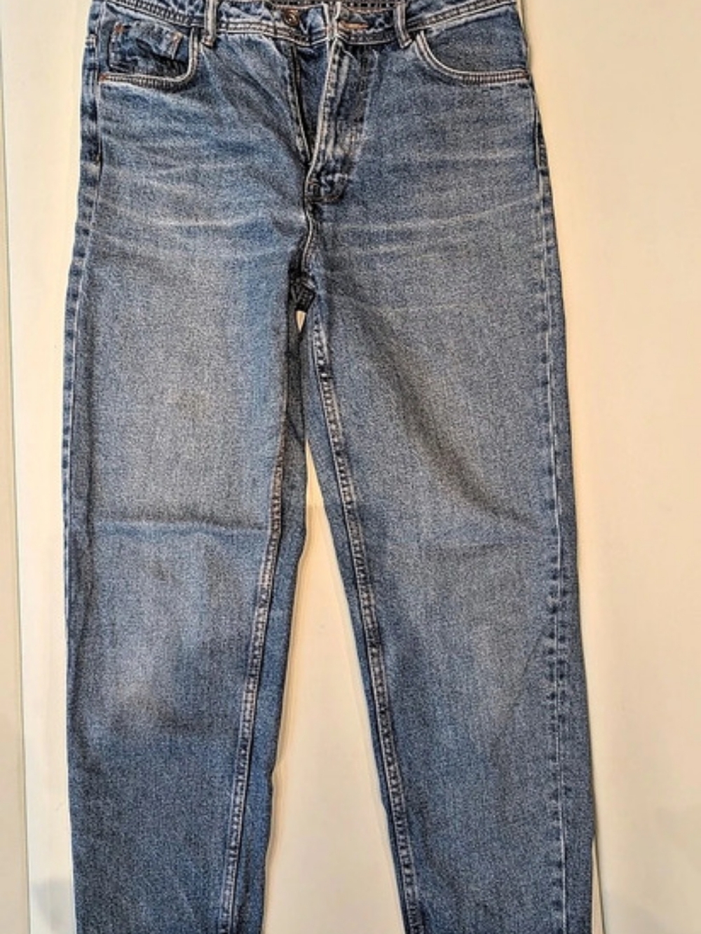 Zara High-Waist Mom Fit Jeans Women's Straight Leg Blue Jeans